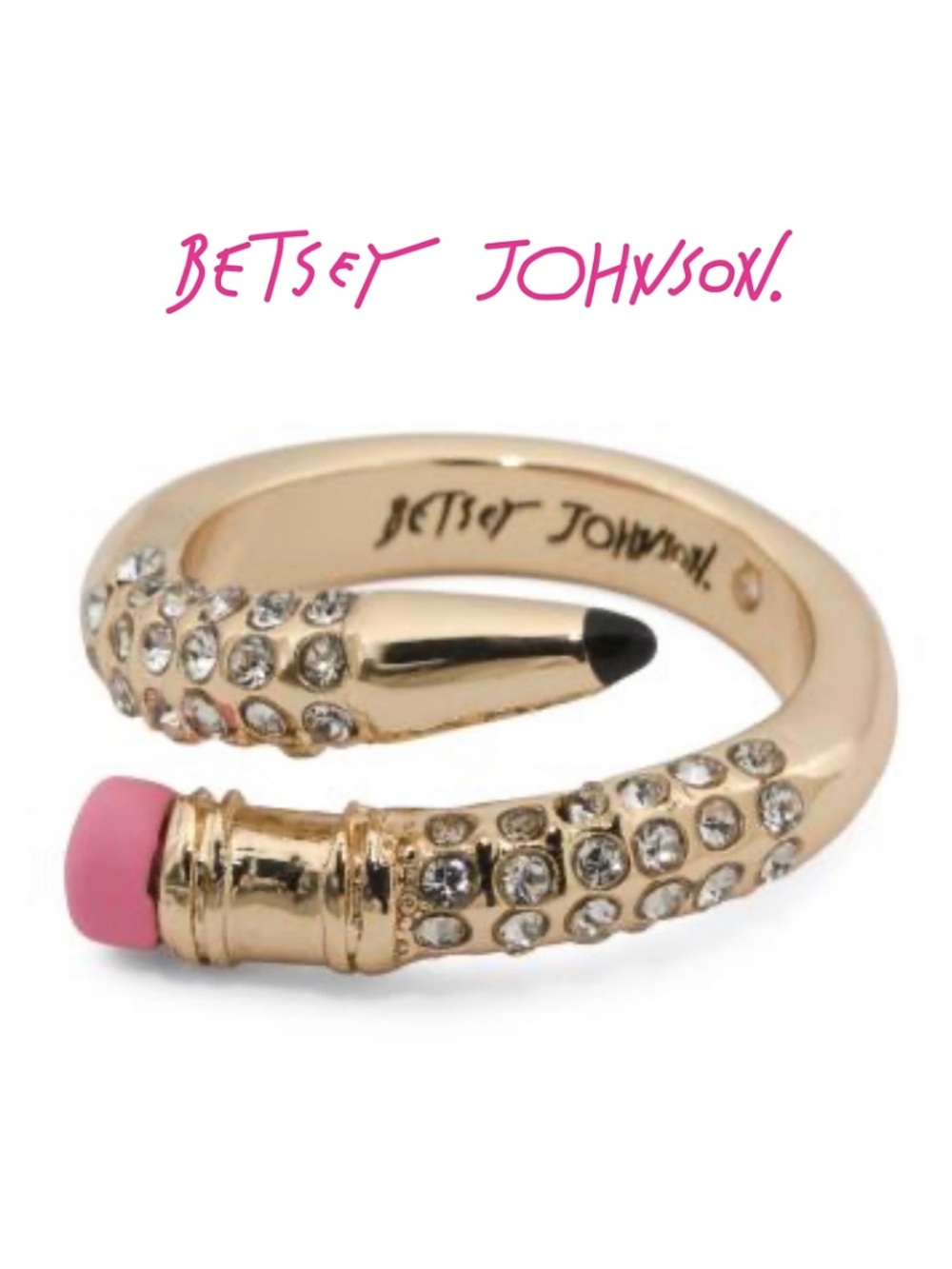 BETSEY JOHNSON Gold Pave Crystal Pencil Wrap Ring